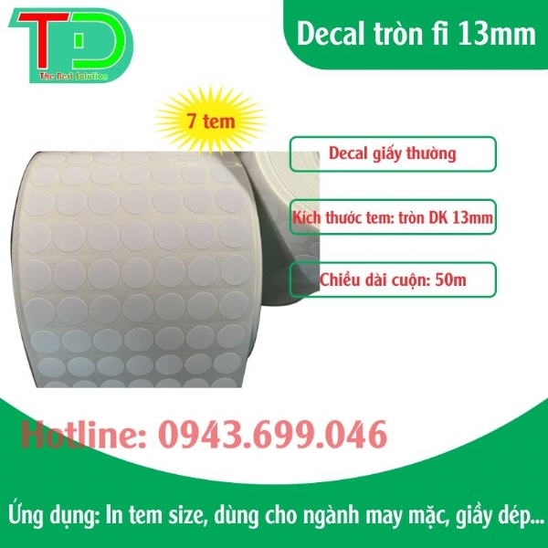 Decal Tem Nhãn Tròn 13mm